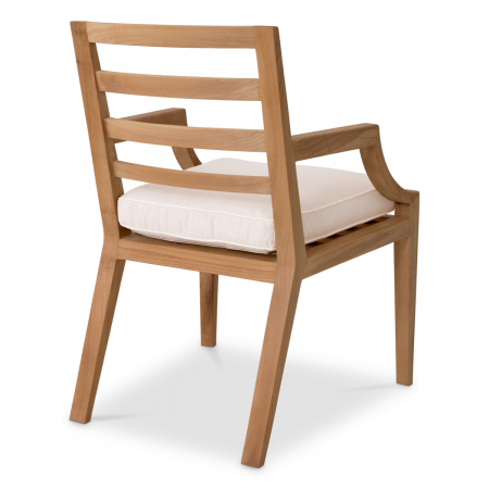   Scaun de dining exterior Hera din tec natural, flores alb-off 117232 EICHHOLTZ [4]