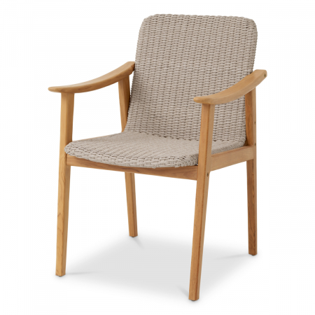 Gradina -   Scaun de dining exterior Honolulu din tec natural cu rattan artificial 117413 EICHHOLTZ
