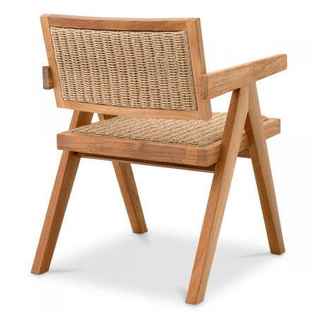   Scaun de dining exterior Kristo din tec natural, împletitură naturală, rattan sintetic 117455 EICHHOLTZ [4]