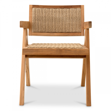   Scaun de dining exterior Kristo din tec natural, împletitură naturală, rattan sintetic 117455 EICHHOLTZ [2]