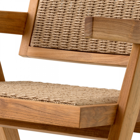  Scaun de dining exterior Kristo din tec natural, împletitură naturală, rattan sintetic 117455 EICHHOLTZ [5]