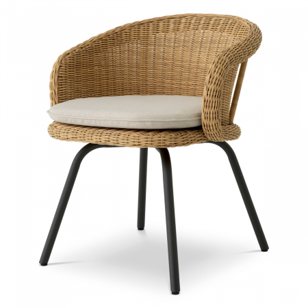 Gradina -   Scaun de dining exterior Nolan viola nisip rattan artificial 119555 EICHHOLTZ