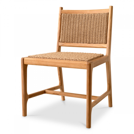 Promotii -   Scaun de dining exterior Pivetti din tec natural cu rattan artificial 117428 EICHHOLTZ