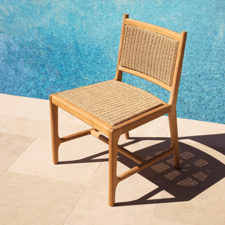   Scaun de dining exterior Pivetti din tec natural cu rattan artificial 117428 EICHHOLTZ [1]