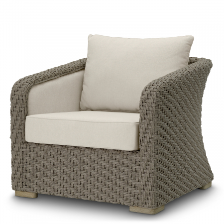 Gradina -   Scaun de exterior Bryson din rattan fals țesut viola nisip 119252 EICHHOLTZ