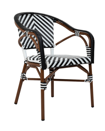 Produse - Scaun de grădină Cafe Azure 60x62x83 cm, Alb, Negru Efect Nuc - King Home