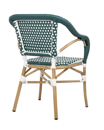 Scaun de Grădină Cafe Miramar 60x63x83 cm, Răchită Sintetică Rezistentă la UV Turcoaz, Albastru Marin - King Home [2]