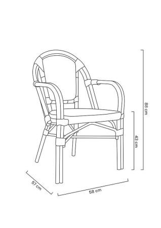 Scaun de Grădină Cafe Paris Arm 57x57x88 cm, Maro - King Home [14]