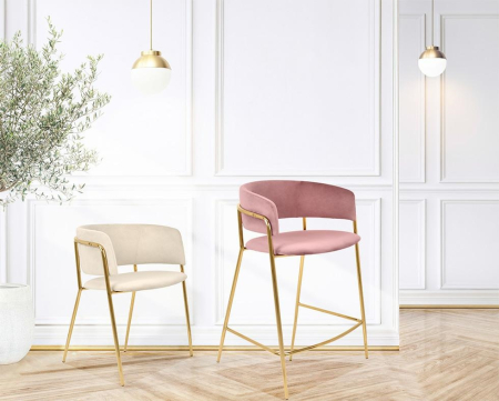 Scaun Delta 58x54x76 cm, Catifea și Metal Bej - King Home [7]