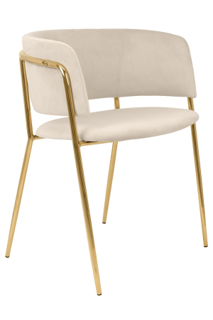 Living - Scaun Delta 58x54x76 cm, Catifea și Metal Bej - King Home