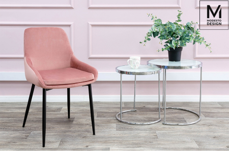Scaun Clover 50x59x84 cm, Catifea și Metal Albastru Închis - Modesto [24]