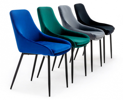 Scaun Clover 50x59x84 cm, Catifea și Metal Albastru Închis - Modesto [7]