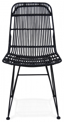 Scaun design gradina Tobby din ratan negru / picioare negre metal, CH02840BLBL - Kokoon [1]