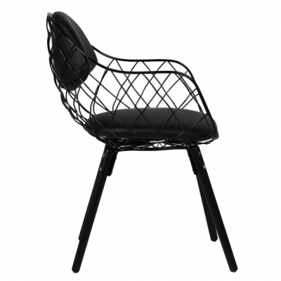 Scaun design Hera negru, modern, metal/piele ecologica premium/lemn masiv, 180-DMT.BLACK - King [2]
