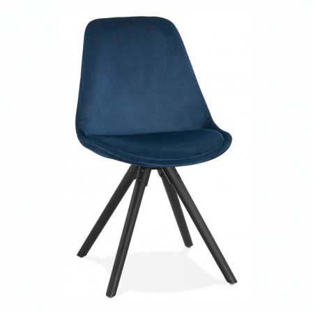 Scaune - Scaun design living catifea bleumarin Macias picioare negre lemn, CH03010BUBL - Kokoon