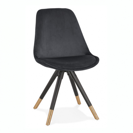 Scaune - Scaun design living catifea neagra Petty Premium picioare negre / auriu, CH02980BLBL - Kokoon