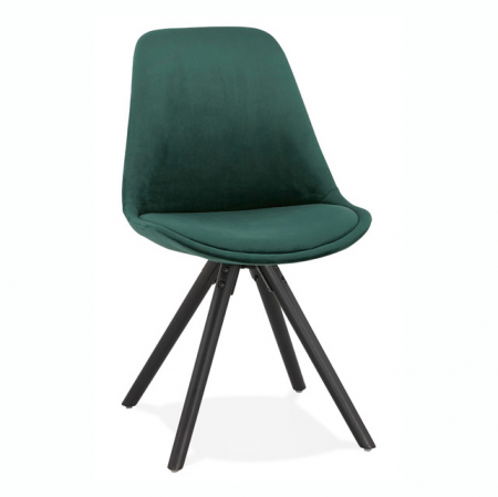 Scaune - Scaun design living catifea verde Macias picioare negre lemn, CH03020GEBL - Kokoon