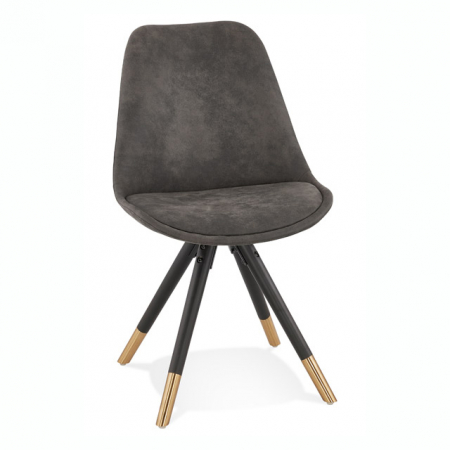 Scaune - Scaun design living gri Perry Premium microfibra / picioare negre cu auriu, CH03320DGBL - Kokoon
