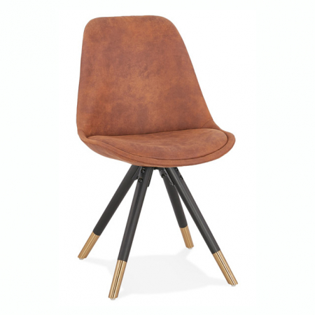 Scaune - Scaun design living maro Perry Premium microfibra / picioare negre cu auriu, CH02990BRBL - Kokoon
