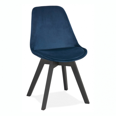 Scaune - Scaun design living Ritter catifea bleumarin, picioare negre lemn, CH03050BUBL - Kokoon