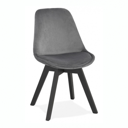 Scaune - Scaun design living Ritter catifea gri, picioare negre lemn, CH03070GRBL - Kokoon