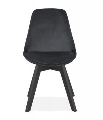 Scaun design living Ritter catifea neagra, picioare negre lemn, CH03080BLBL - Kokoon [1]