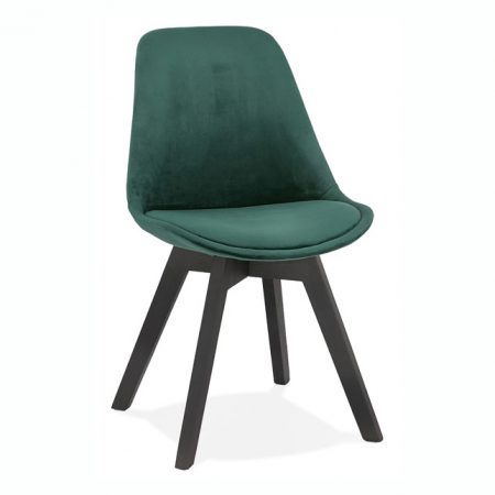 Scaune - Scaun design living Ritter catifea verde, picioare negre lemn, CH03060GEBL - Kokoon