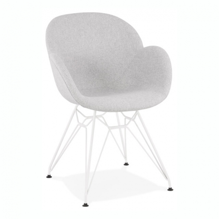 Scaune - Scaun design modern Mirka, picioare albe otel / sezut tapitat material textil gri, K AC02510LG - Kokoon