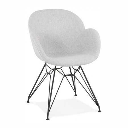Scaune - Scaun design modern Mirka, picioare negre otel / sezut tapitat material textil gri, AC02490LG - Kokoon