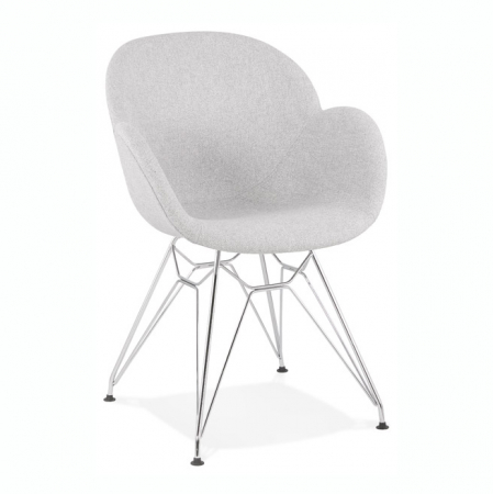 Scaune - Scaun design modern Mirka, picioare otel cromat / sezut tapitat material textil gri, K AC02500LG - Kokoon