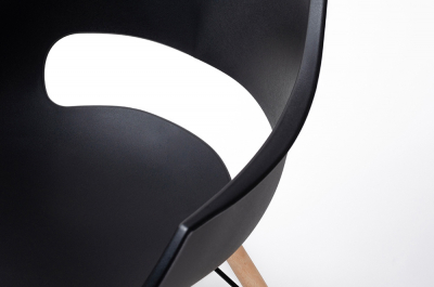 Scaun design Vega stil scandinav cu spatar decupat, polipropilena/lemn masiv, PW007.BLACK - King [1]