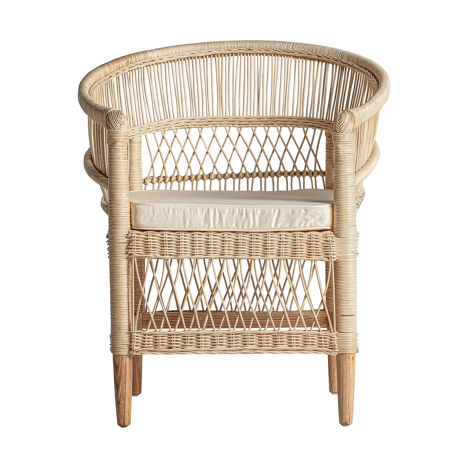 Scaun din Ratan, Lemn de Mindi si Bumbac, Maro, 68x62x82 cm - VicalHome 28293 [6]