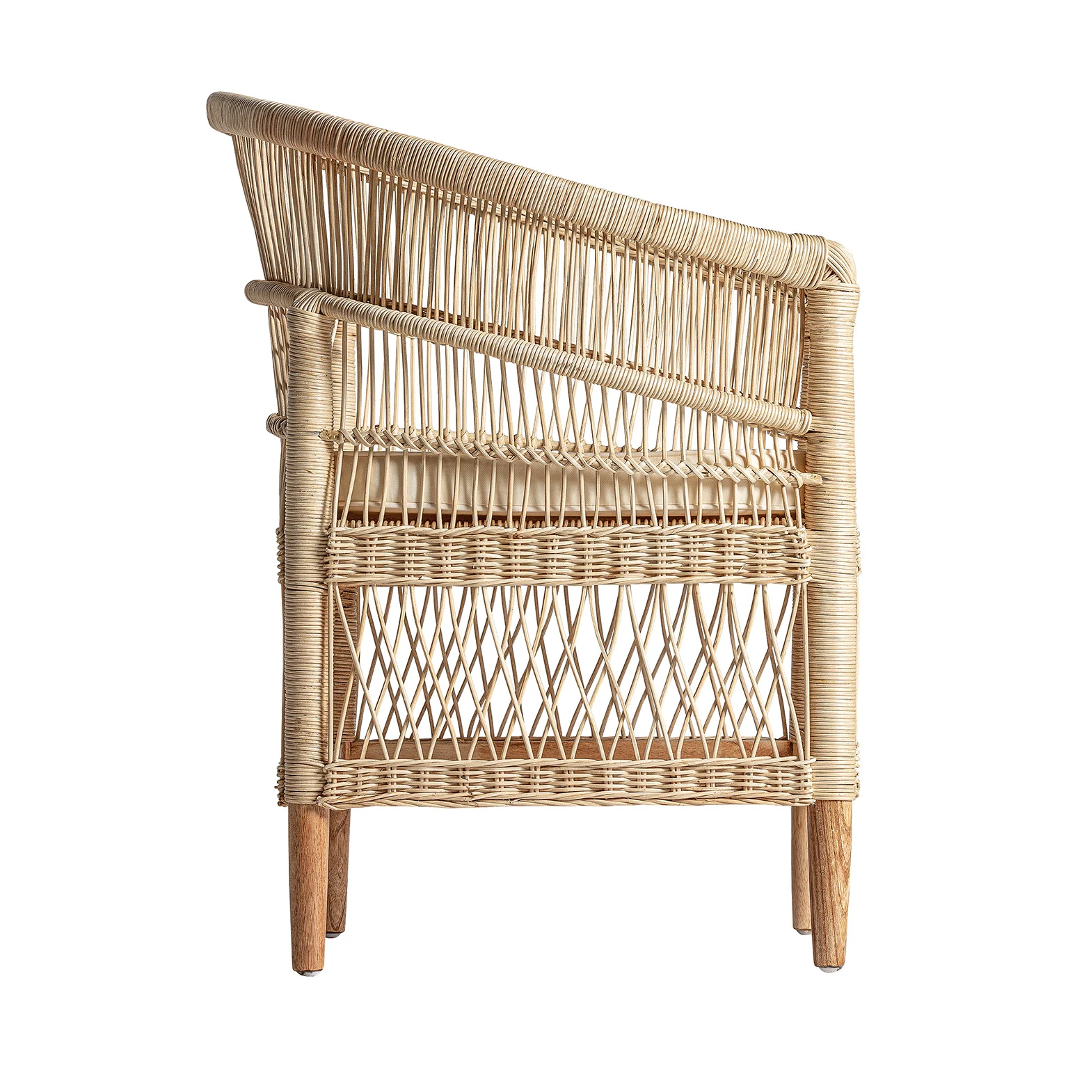 Scaun din Ratan, Lemn de Mindi si Bumbac, Maro, 68x62x82 cm - VicalHome 28293 [13]