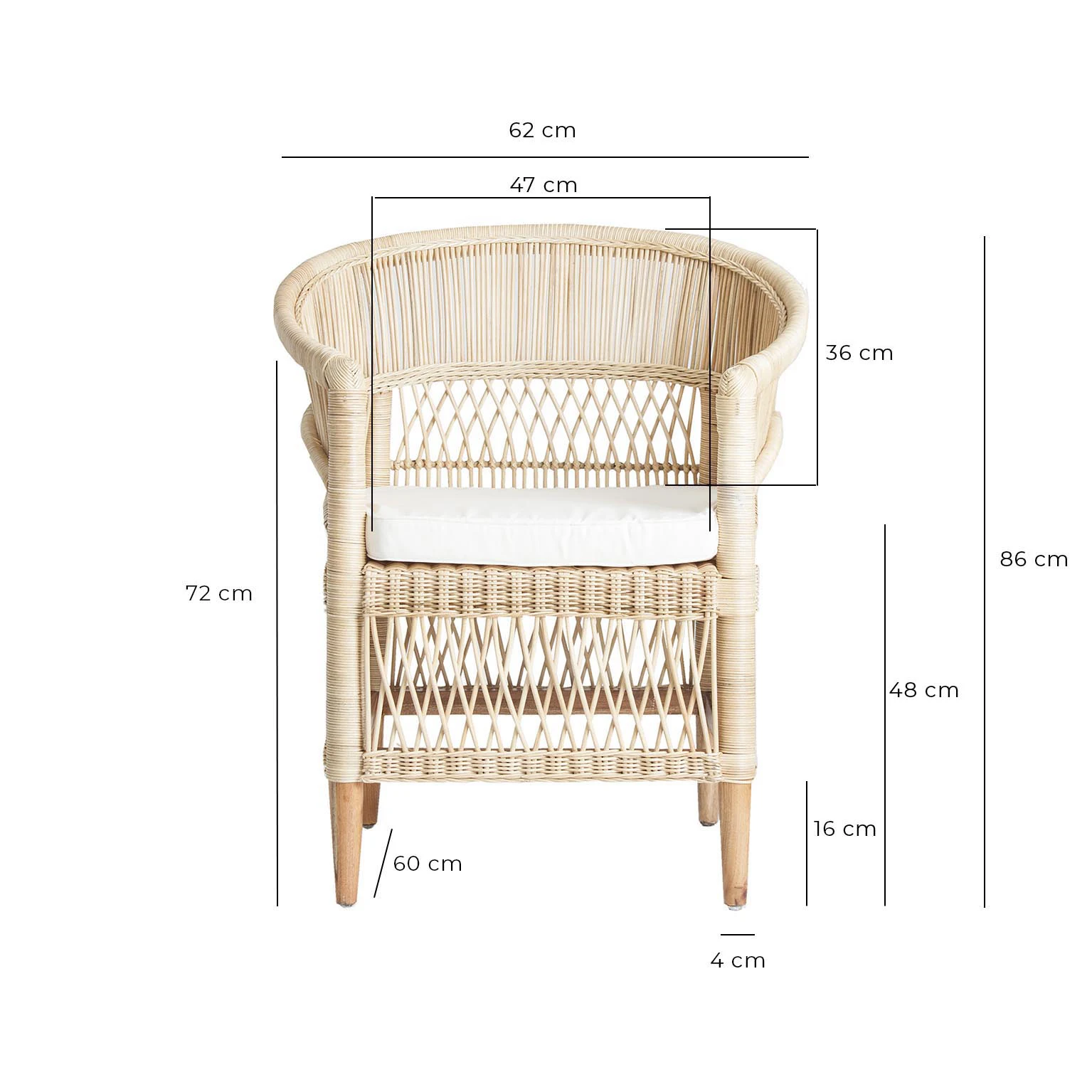 Scaun din Ratan, Lemn de Mindi si Bumbac, Maro, 68x62x82 cm - VicalHome 28293 [40]