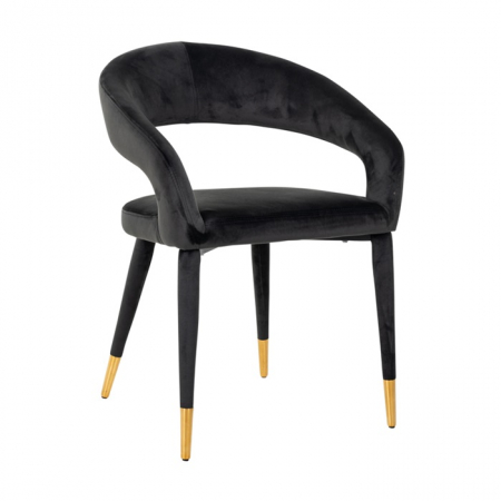 Scaun dining catifea antracit/bej  Gelli, picioare lemn si otel inoxidabil, S4534 KHAKI VELVET - Richmond Interiors [8]