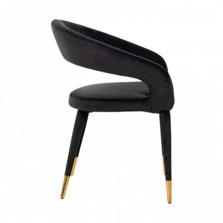 Scaun dining catifea antracit/bej  Gelli, picioare lemn si otel inoxidabil, S4534 KHAKI VELVET - Richmond Interiors [10]