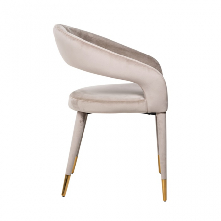 Scaun dining catifea antracit/bej  Gelli, picioare lemn si otel inoxidabil, S4534 KHAKI VELVET - Richmond Interiors [1]
