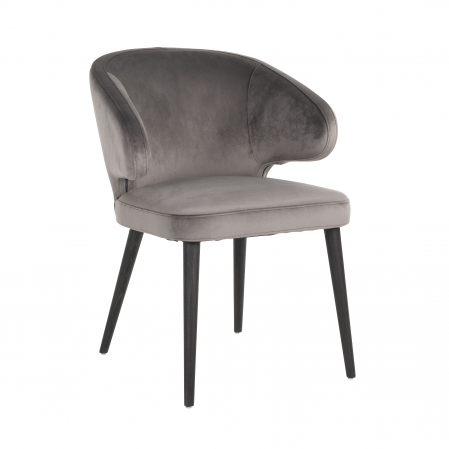 Scaun dining catifea bej/gri premium Luis, picioare lemn negru, S4497 STONE VELVET - Richmond Interiors [0]