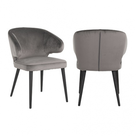 Scaun dining catifea bej/gri premium Luis, picioare lemn negru, S4497 STONE VELVET - Richmond Interiors [1]