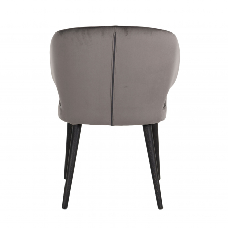 Scaun dining catifea bej/gri premium Luis, picioare lemn negru, S4497 STONE VELVET - Richmond Interiors [4]