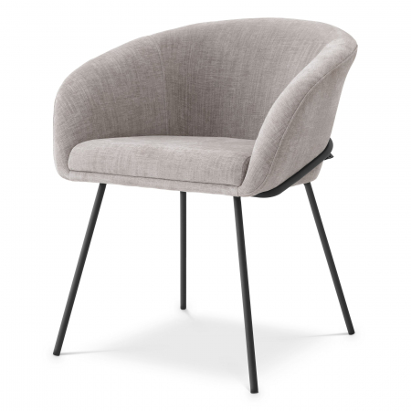 Scaun dining lux Campus spatar rotund textil bej/gri, picioare negre | Eichholtz - 116372 [0]