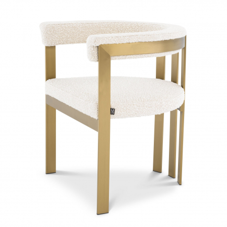 Scaune -   Scaun de dining Clubhouse finisaj din alamă periată bouclé crem 113987 EICHHOLTZ