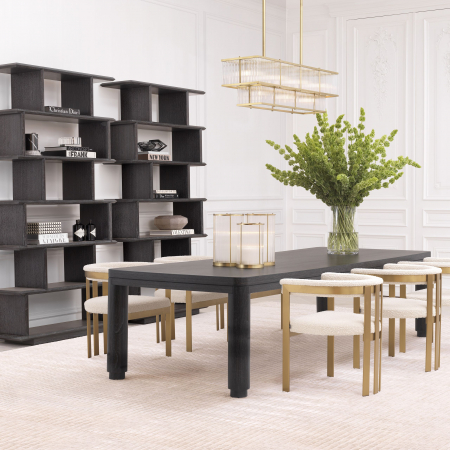   Scaun de dining Clubhouse finisaj din alamă periată bouclé crem 113987 EICHHOLTZ [4]