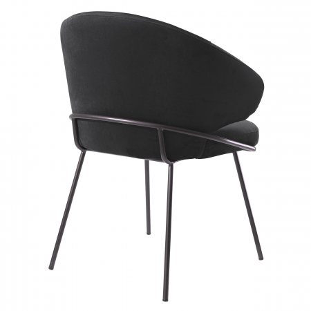 Scaun dining lux Kinley cu spatar rotund catifea bej/negru, picioare bronz otel | Eichholtz - 115877 [2]