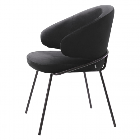 Scaun dining lux Kinley cu spatar rotund catifea bej/negru, picioare bronz otel | Eichholtz - 115877 [3]