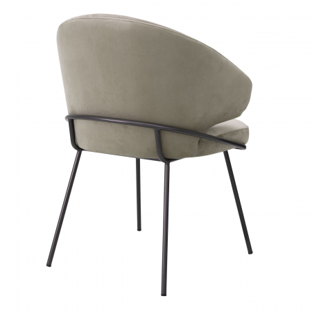 Scaun dining lux Kinley cu spatar rotund catifea bej/negru, picioare bronz otel | Eichholtz - 115877 [7]