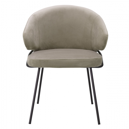 Scaun dining lux Kinley cu spatar rotund catifea bej/negru, picioare bronz otel | Eichholtz - 115877 [6]