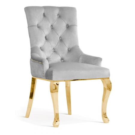 Scaun dining personalizabil Hannie, picioare glam din otel inoxidabil, AUGUCHGLGR1XXXP - Atreve [1]