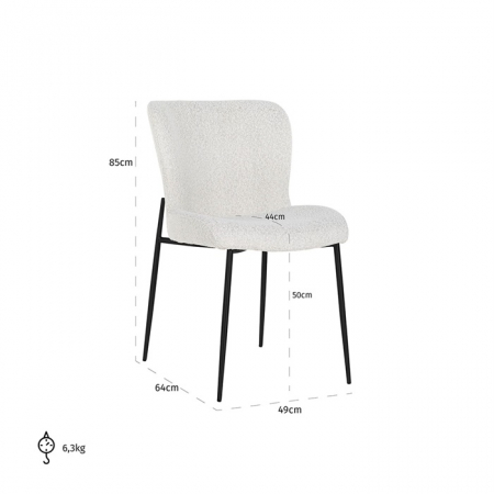 Scaun Darby alb boucl√© / negru (Copenhaga 900 Boucl√© Alb), S4509 WHITE BOUCLé - Richmond Interiors [4]
