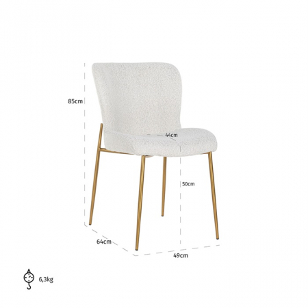 Scaun Odessa alb boucl√© / auriu periat (Copenhaga 900 Boucl√© Alb), S4508 WHITE BOUCLé - Richmond Interiors [4]